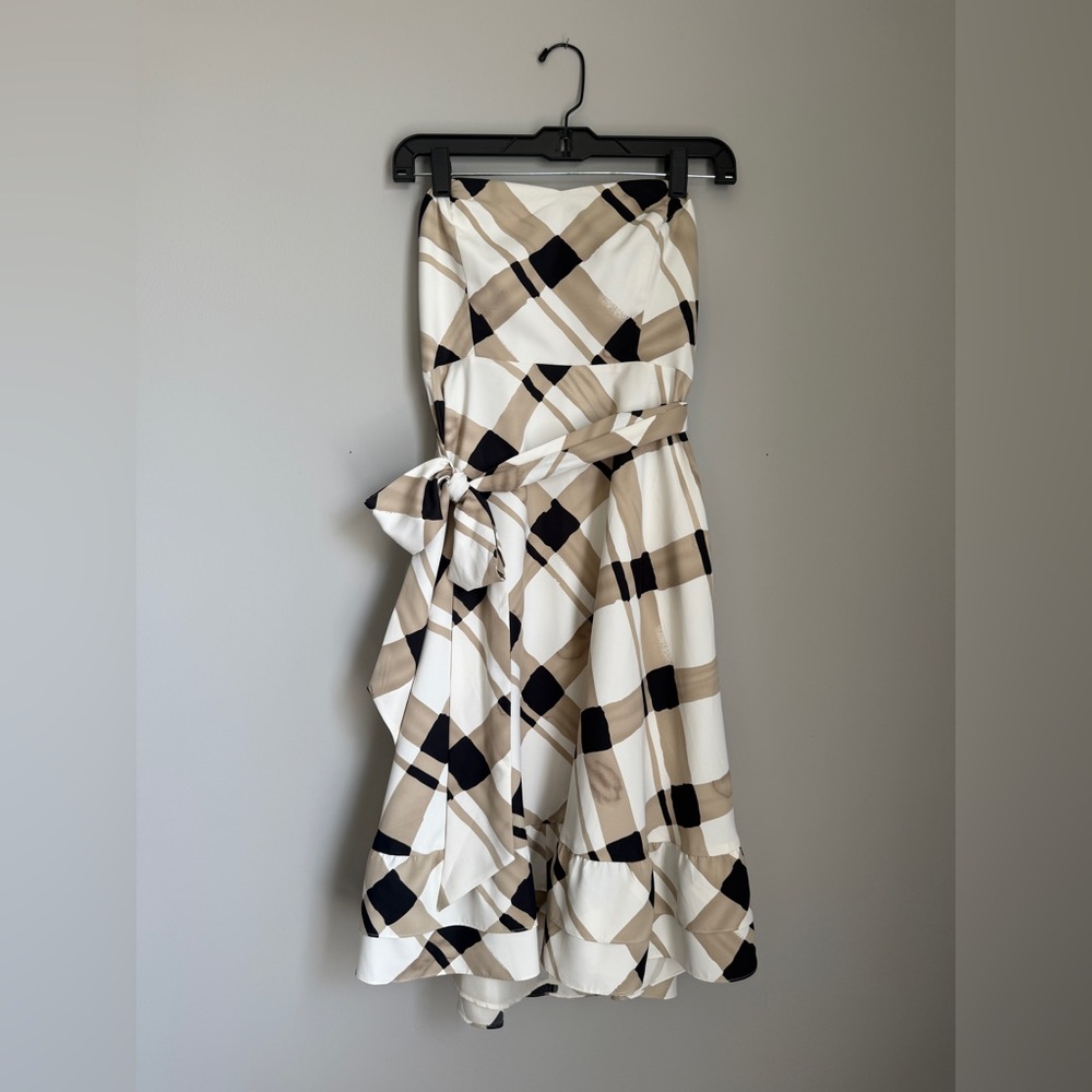 The Limited Black, White & Beige Strapless Sundress